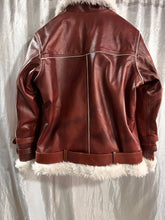 Load image into Gallery viewer, Womens B-3 Shearling Leather Jacket. Real Sheepskin Leather & Faux Fur Jacket XL