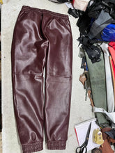 Load image into Gallery viewer, Men's Leather Burgundy Lambskin Sweat Pants. Handmade Soft Leather Joggers trousers 34.