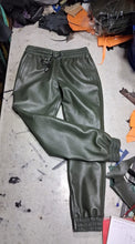 Load image into Gallery viewer, Men's Leather Green Lambskin Sweat Pants. Handmade Soft Leather Joggers trousers 34.