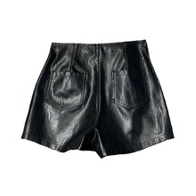 Load image into Gallery viewer, New Women's black leather shorts. Real Soft lambskin laced-up leather Shorts