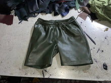 Load image into Gallery viewer, New Men's Forest Green Biker Leather Shorts| Genuine Lambskin Leather Shorts 34.