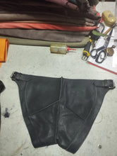Load image into Gallery viewer, A pair of 2 Men's Black Gladiator Style Briefs. Real Sheepskin Leather Jocks 34.