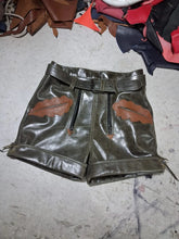 Load image into Gallery viewer, New Mens Green leather shorts. Real Cowhide Leather High Waist Shorts 34.