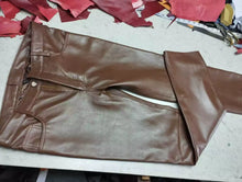 Load image into Gallery viewer, Men's New Black Biker Leather Pant. Real Lambskin Double Layered Leather Pant.