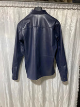 Load image into Gallery viewer, Men's New Premium Blue Leather Shirt. Real Soft Sheepskin Biker leather Shirts M.