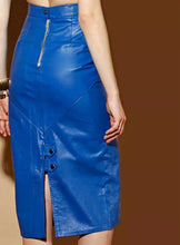 Load image into Gallery viewer, New Women's Blue Leather Skirt. Real Soft Lambskin A Line Casual Leather Skirt.