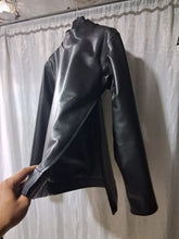 Load image into Gallery viewer, New Men's Black Turtle Neck Double Layered Leather T-Shirt. Real Soft Sheepskin Leather T-shirt M