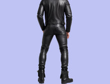 Load image into Gallery viewer, New Mens Quilted Biker Leather Pant. Handmade Real Soft Lambskin Leather Pant 34