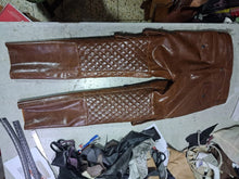 Load image into Gallery viewer, Men's Distress Brown Quilted Leather Pant| Real Cowhide 8 Pockets Leather Pant 34