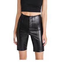 Load image into Gallery viewer, New Womens black leather shorts. Real Soft lambskin Bermuda style leather Shorts