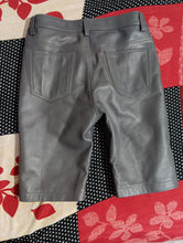 Load image into Gallery viewer, New grey color leather shorts for mens. Real soft Sheepskin Biker leather shorts.