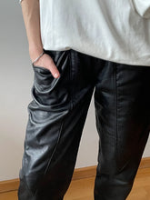 Load image into Gallery viewer, Women's Black Vintage Biker Leather Pant. Real Soft Lambskin Leather Trousers.