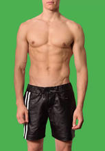 Load image into Gallery viewer, New Black biker leather shorts for mens. Real soft sheepskin breathable leather.