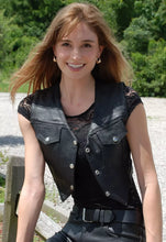 Load image into Gallery viewer, Women's & Girls New Motorbike Crop Leather Vest. Real Soft Sheep Leather Vest.