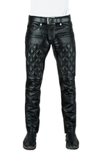 Load image into Gallery viewer, Men's New Quilted Biker Leather Pant. Real Soft Sheepskin Designer Leather Pant.