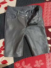 Load image into Gallery viewer, New grey color leather shorts for mens. Real soft Sheepskin Biker leather shorts.