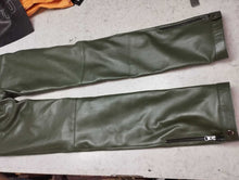 Load image into Gallery viewer, Men's Leather Forest Green Lambskin Sweat Pants. Handmade Soft Leather trousers.