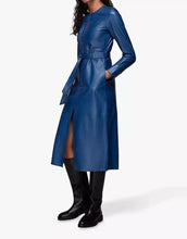 Load image into Gallery viewer, Womens New Blue Designer Leather Dress. Real Soft Sheepskin Leather Casual Dress