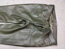 Load image into Gallery viewer, Men's Leather Forest Green Lambskin Sweat Pants. Handmade Soft Leather trousers.
