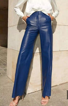 Load image into Gallery viewer, Womens Blue Stylish Leather Pant Handcrafted from Sheepskin Leather.