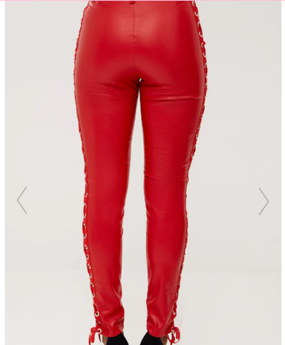 LEVI’S RED / asymmetry leather pants HDE Women's Metallic Faux Leather Pants High Waisted