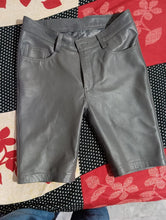 Load image into Gallery viewer, New grey color leather shorts for mens. Real soft Sheepskin Biker leather shorts.