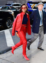 Load image into Gallery viewer, Women's new red color leather jacket. Real Soft Sheepskin Bomber Leather Jacket.