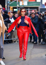 Load image into Gallery viewer, Women's new red color leather jacket. Real Soft Sheepskin Bomber Leather Jacket.