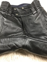Load image into Gallery viewer, Mens Black Motorcycle Leather Pant. Real Soft Cowhide Leather Padded Biker Pant.