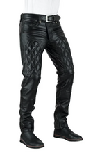 Load image into Gallery viewer, Men's New Quilted Biker Leather Pant. Real Soft Sheepskin Designer Leather Pant.