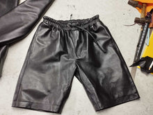 Load image into Gallery viewer, Men's Premium Black Leather Shorts. Real Soft Sheep leather Breathable shorts.