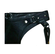 Load image into Gallery viewer, A pair of two Men's Black Pouched Thong Jock. Real Leather Breathable Jockstraps.