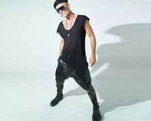 Load image into Gallery viewer, New Mens Drop Crotch Party Leather Pant. Real Soft Lambskin Black Leather Pant