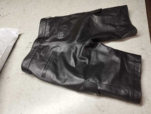 Load image into Gallery viewer, Men's Black Six Pockets leather Shorts. 2024 Real Soft Sheepskin leather Shorts.