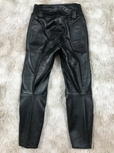 Load image into Gallery viewer, Mens Black Motorcycle Leather Pant. Real Soft Cowhide Leather Padded Biker Pant.