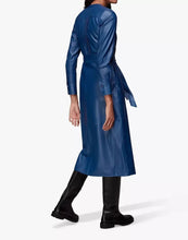 Load image into Gallery viewer, Womens New Blue Designer Leather Dress. Real Soft Sheepskin Leather Casual Dress