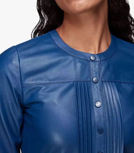 Load image into Gallery viewer, Womens New Blue Designer Leather Dress. Real Soft Sheepskin Leather Casual Dress