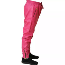 Load image into Gallery viewer, New Men's Leather Pink Lambskin Sweat Pants. Real Soft Leather Joggers trousers.