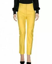 Load image into Gallery viewer, Women's New Yellow Leather Jeans Pant. Real Soft Lambskin Leather Casual Pant 34