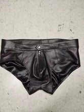 Load image into Gallery viewer, A pair of two Men's Brown & Black Brief. Real Soft Sheepskin Leather Underwears.