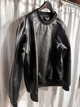 Load image into Gallery viewer, Mens & Boys Black Leather Sweatshirt. Real Lambskin Leather Customized T-shirt M