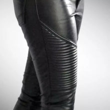 Load image into Gallery viewer, Women's New Black Quilted Leather Pant. 100% Real Soft Lambskin Leather Jeans.