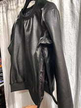 Load image into Gallery viewer, Mens & Boys Black Leather Sweatshirt. Real Lambskin Leather Customized T-shirt M