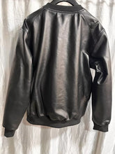 Load image into Gallery viewer, Mens & Boys Black Leather Sweatshirt. Real Lambskin Leather Customized T-shirt M