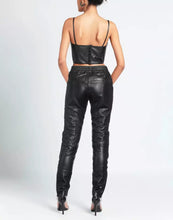 Load image into Gallery viewer, Women's Black Leather Biker Pants. Real Soft Lambskin High Waisted Leather Pant.