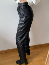 Load image into Gallery viewer, Women's Black Vintage Biker Leather Pant. Real Soft Lambskin Leather Trousers.