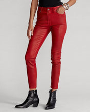 Load image into Gallery viewer, Women's New Red Cropped Leather Pants. Real Soft Lambskin Biker Leather Pant.