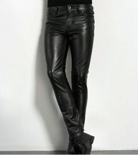 Load image into Gallery viewer, New Mens Skinny Black Fashion Leather Pants. Real Sheep Leather Jeans For Mens.