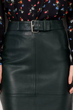 Load image into Gallery viewer, New Women's Dark Green Leather Skirt. Real Lambskin A Line Casual Leather Skirt.