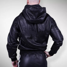 Load image into Gallery viewer, Men's & boys black Premium Leather Hoodie. Real Soft Sheepskin leather| Biker.